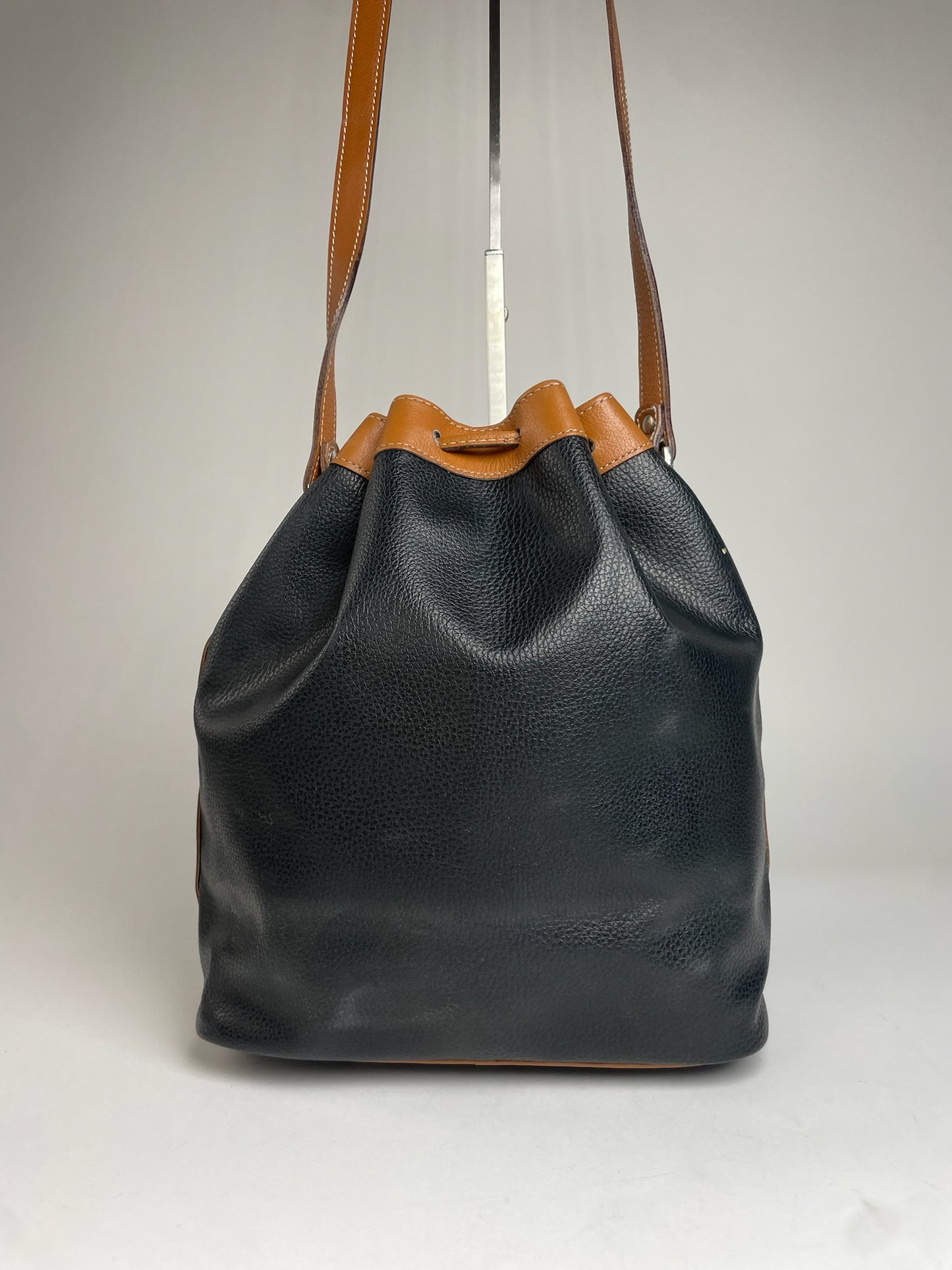 Vintage Courreges Bucket / Shoulder Bag Black Brown