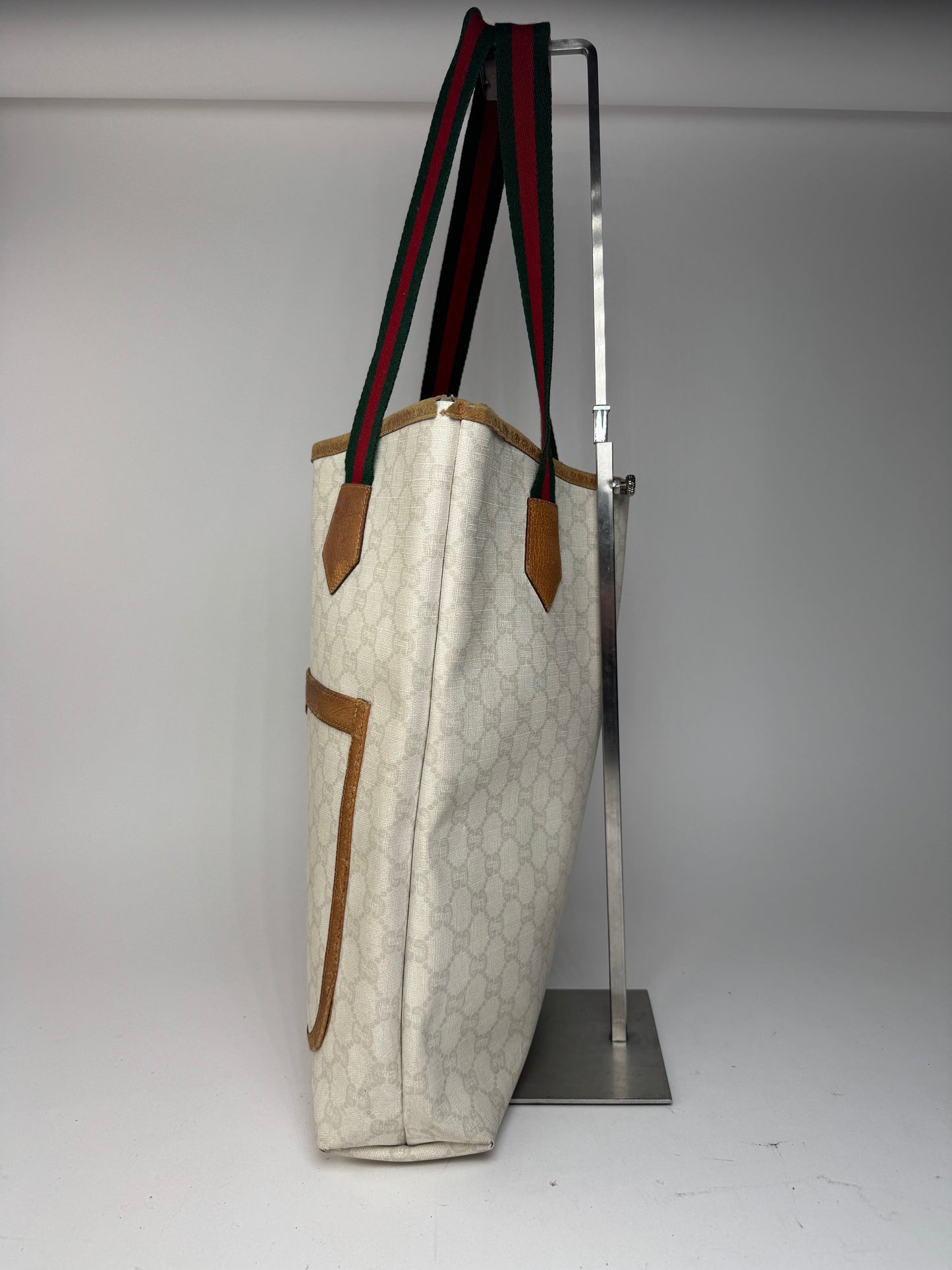 Vintage Gucci Monogram Leather shopper white