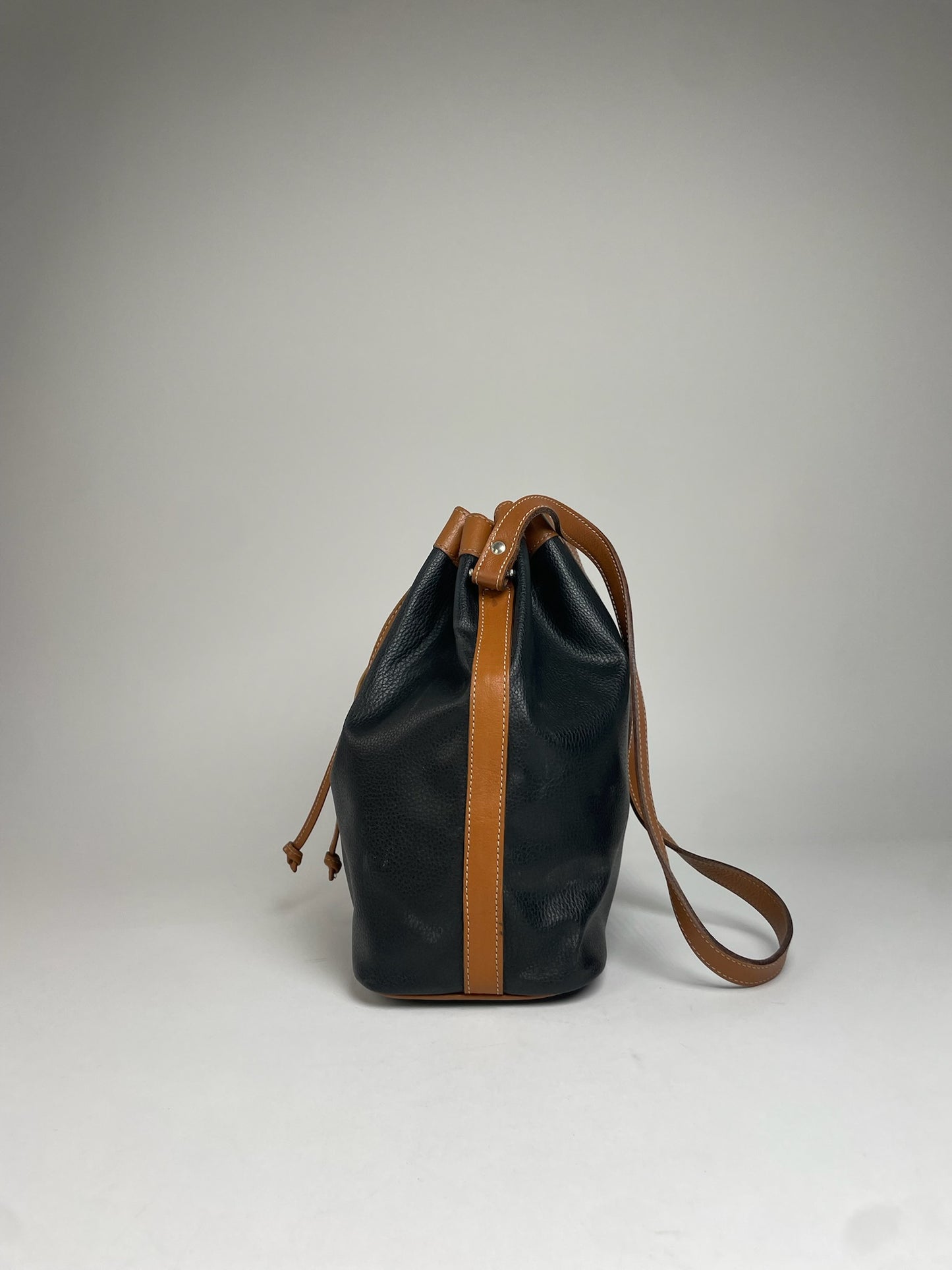 Vintage Courreges Bucket / Shoulder Bag Black Brown