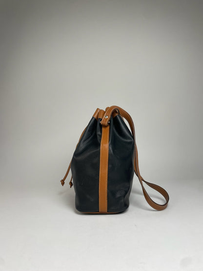Vintage Courreges Bucket / Shoulder Bag Black Brown