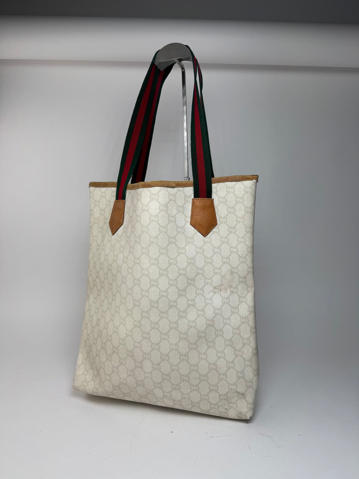 Vintage Gucci Monogram Leather shopper white