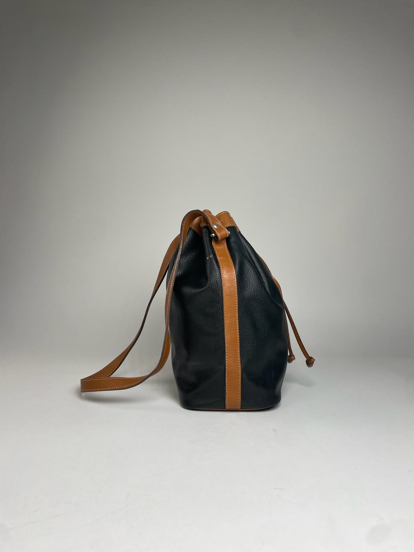 Vintage Courreges Bucket / Shoulder Bag Black Brown