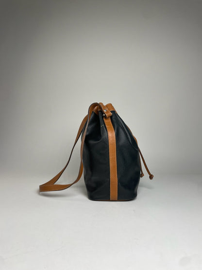 Vintage Courreges Bucket / Shoulder Bag Black Brown