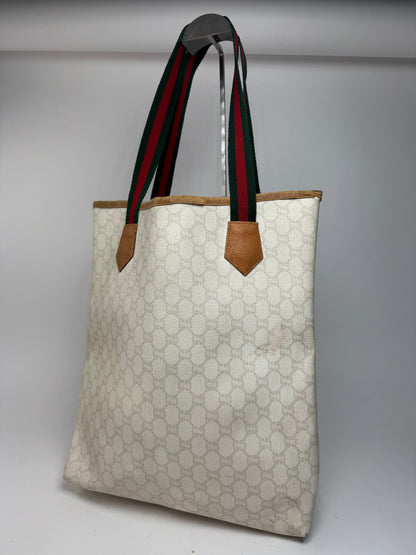 Vintage Gucci Monogram Leather shopper white