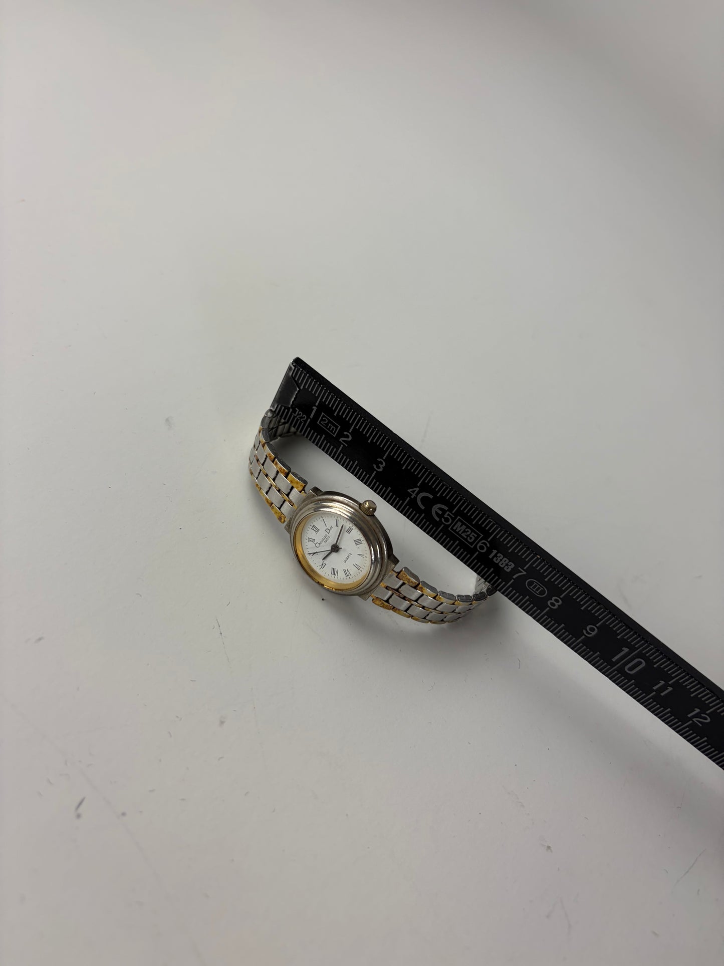 Vintage Dior Stainless Steel Bracelet Watch Silver Gold