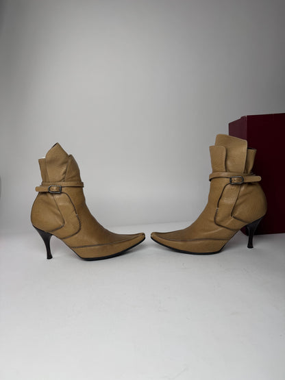 Vintage Bottega Veneta Heeled Boots beige brown EU36