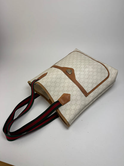 Vintage Gucci Monogram Leather shopper white