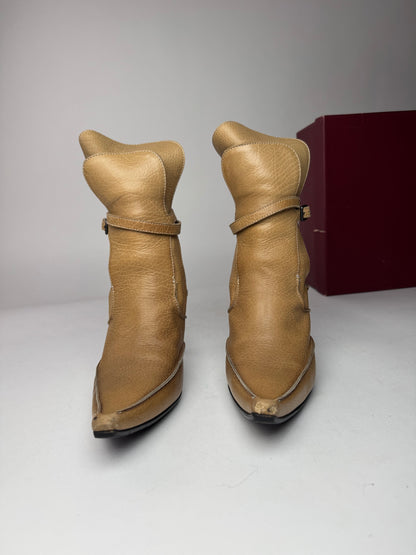 Vintage Bottega Veneta Heeled Boots beige brown EU36