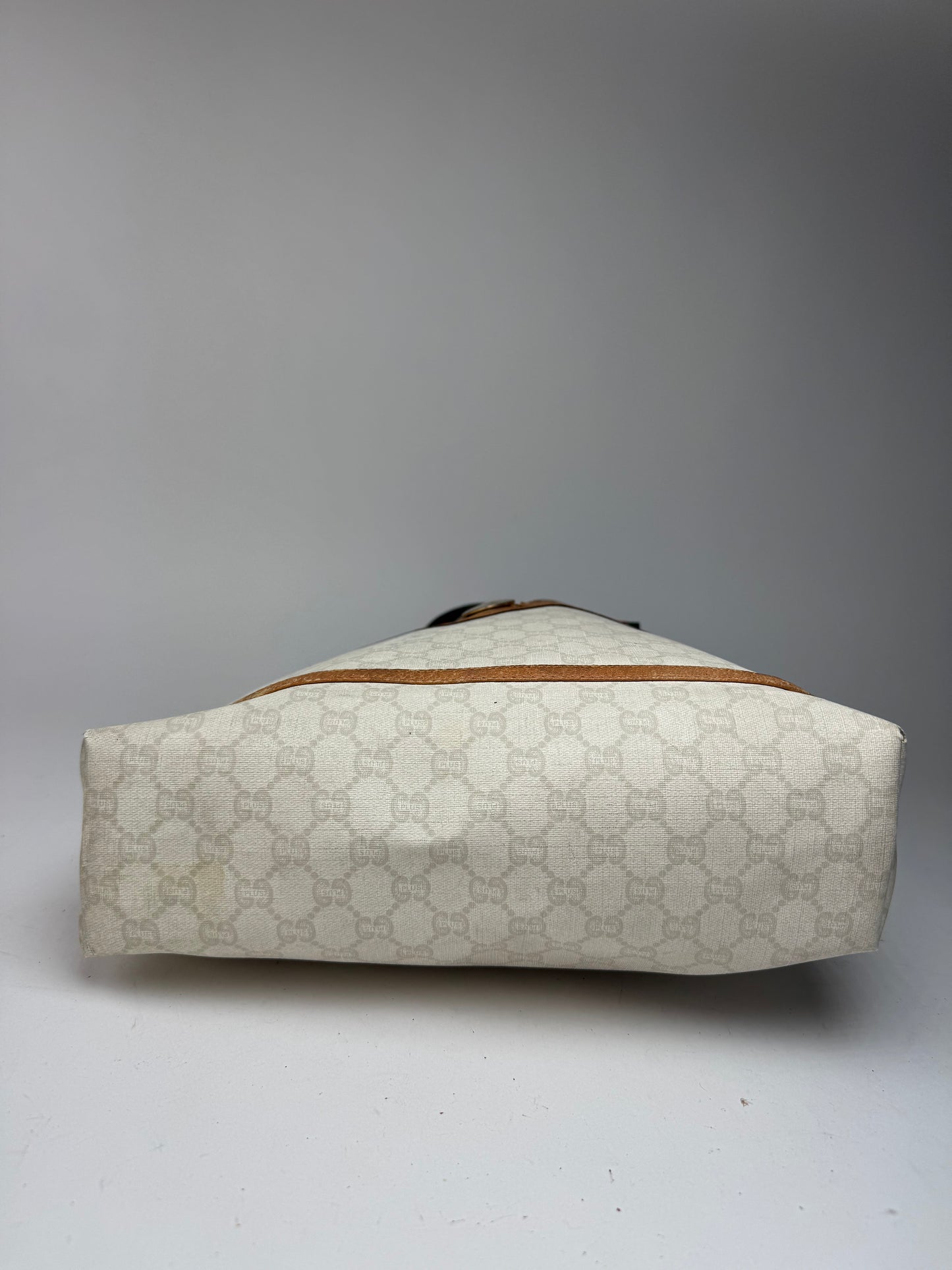 Vintage Gucci Monogram Leather shopper white