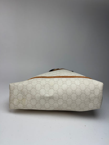 Vintage Gucci Monogram Leather shopper white