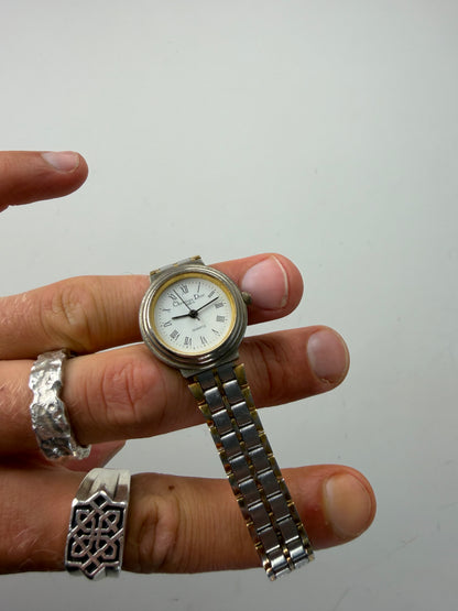 Vintage Dior Stainless Steel Bracelet Watch Silver Gold