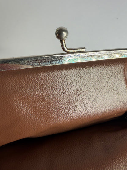 Vintage Dior Oblique Canvas Kiss-Lock Coin Purse Late 1970s Brown