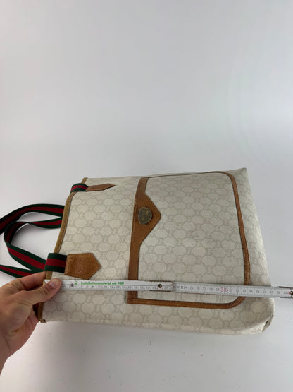Vintage Gucci Monogram Leather shopper white