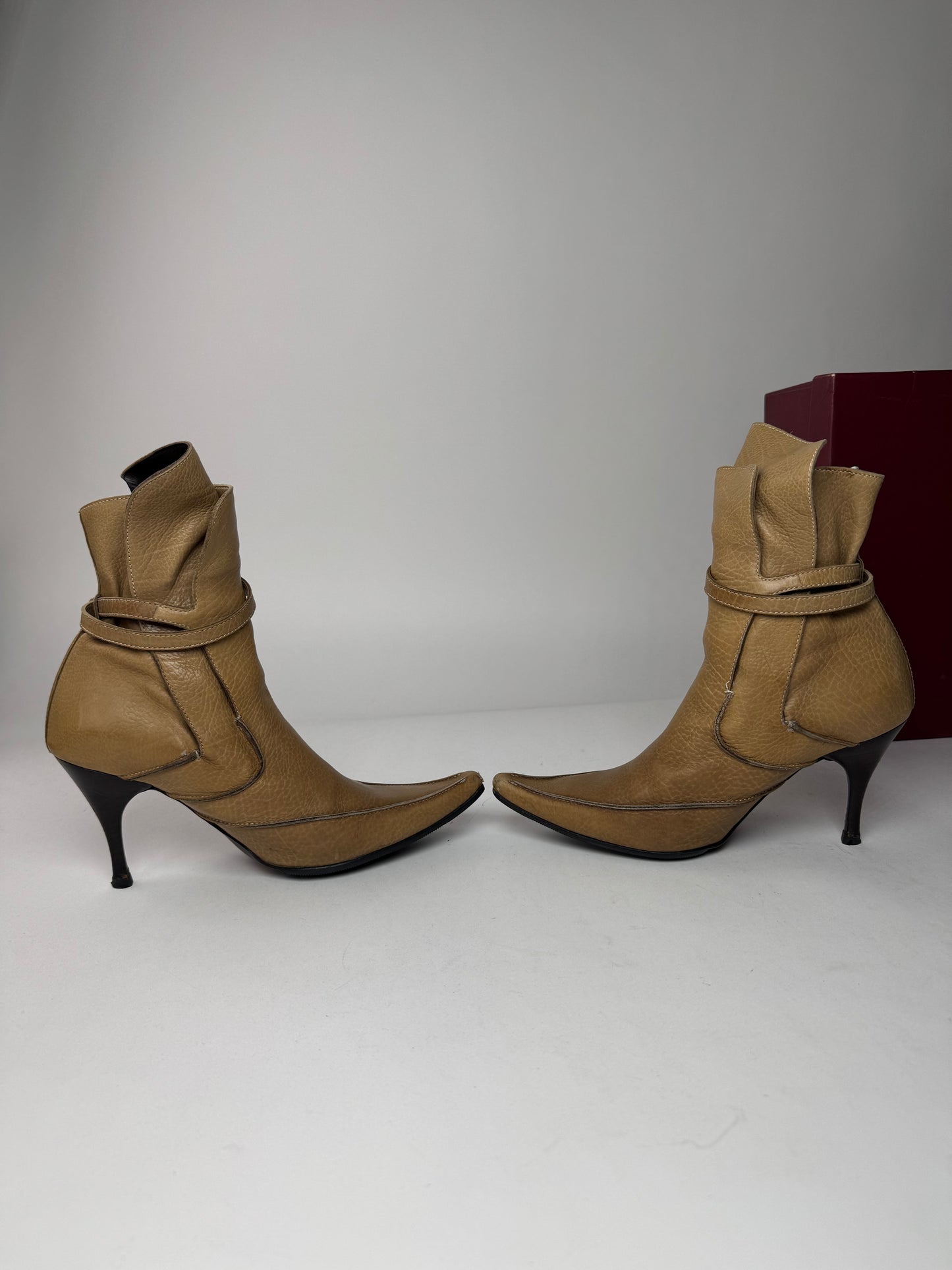 Vintage Bottega Veneta Heeled Boots beige brown EU36