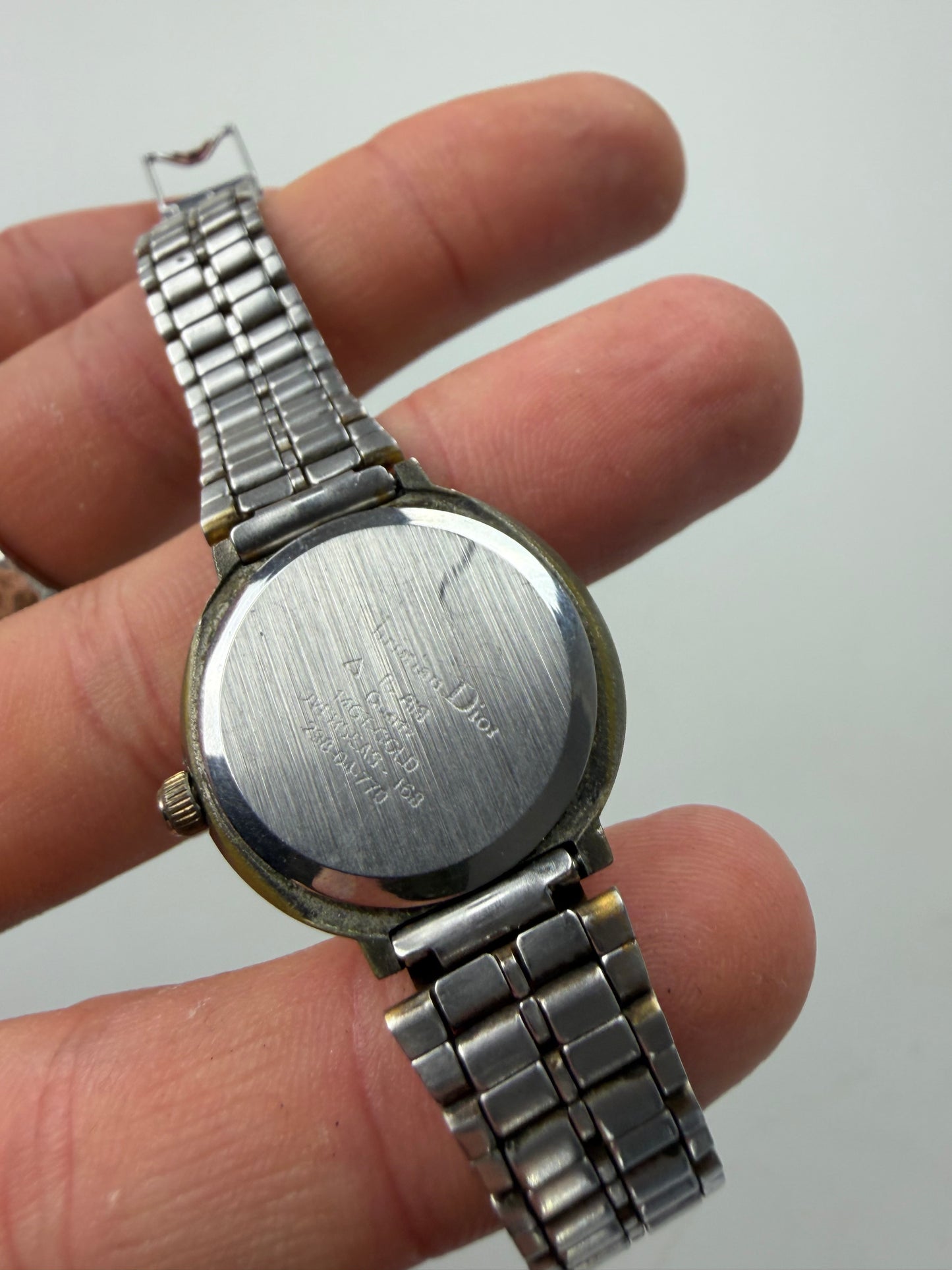 Vintage Dior Stainless Steel Bracelet Watch Silver Gold