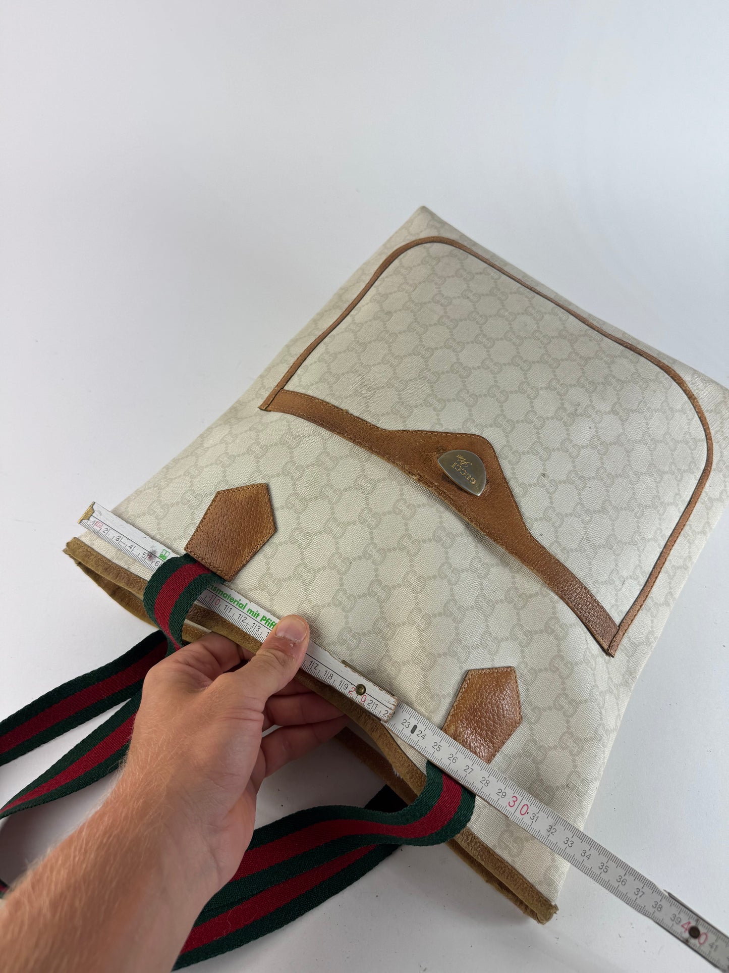 Vintage Gucci Monogram Leather shopper white