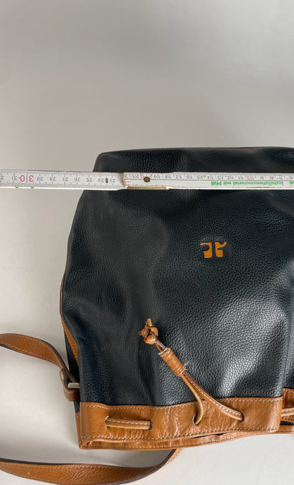 Vintage Courreges Bucket / Shoulder Bag Black Brown
