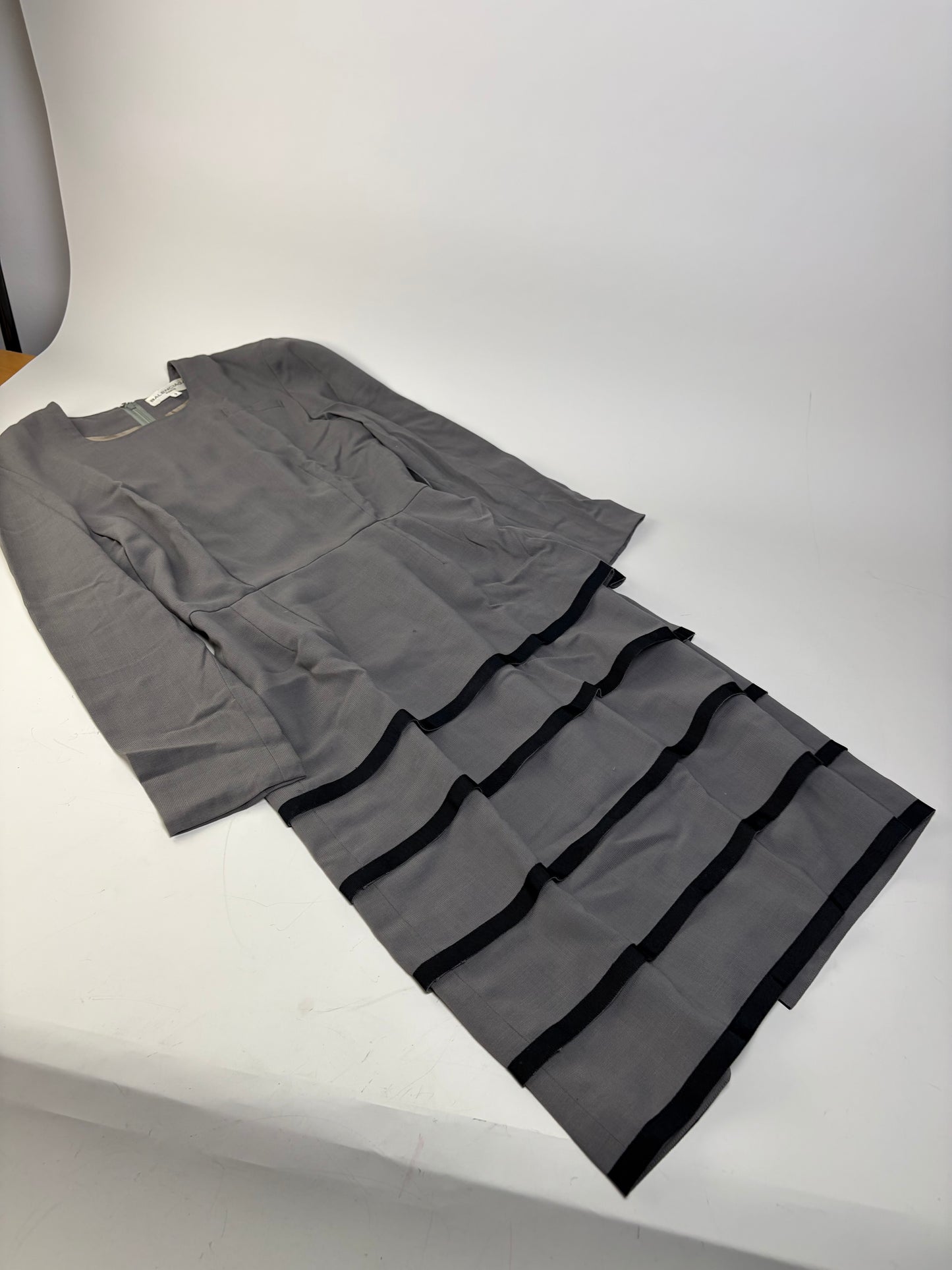 Vintage Balenciaga Wool Dress Gray Black L