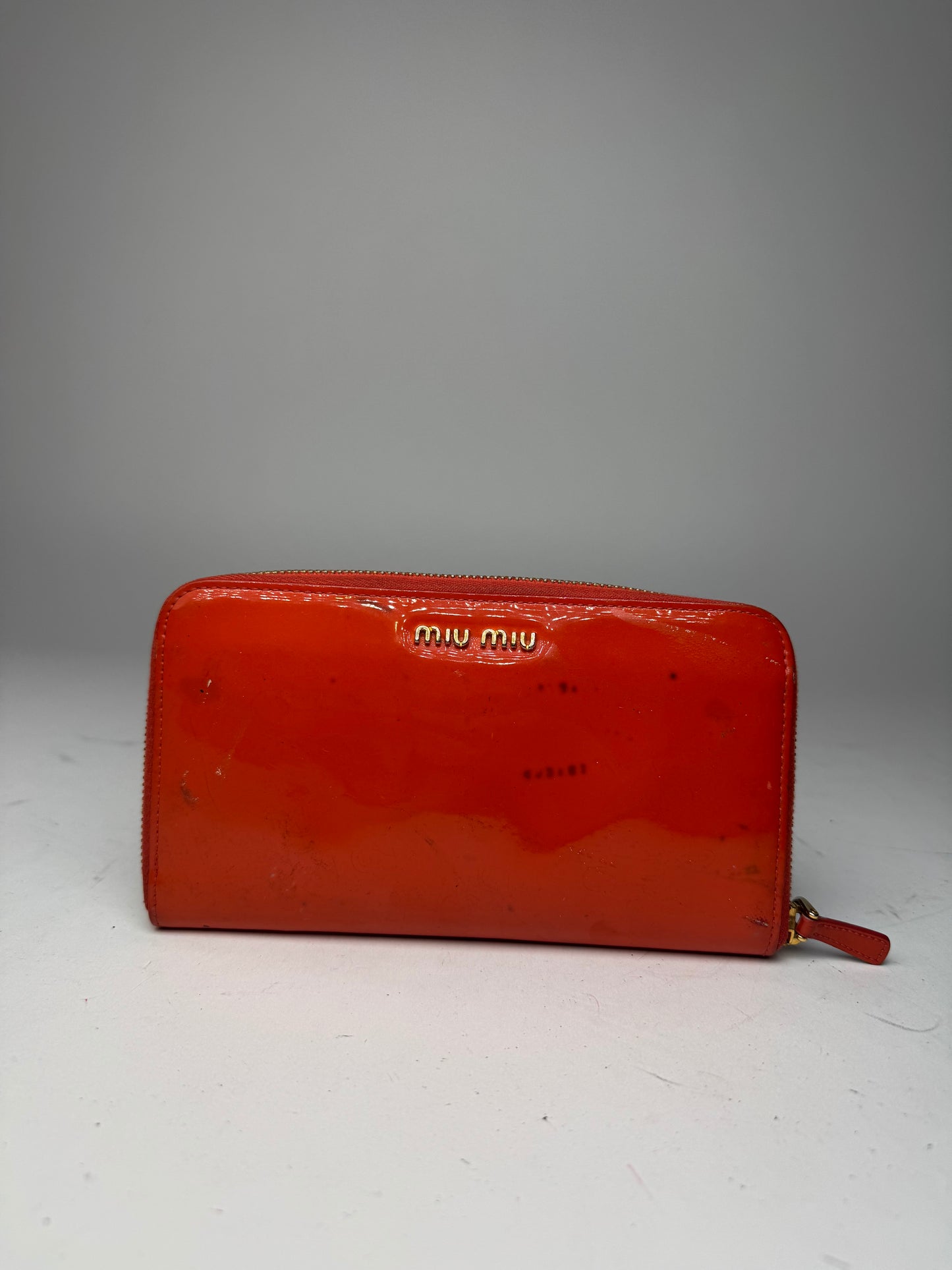 Vintage Miu Miu Patent Leather Wallet Orange
