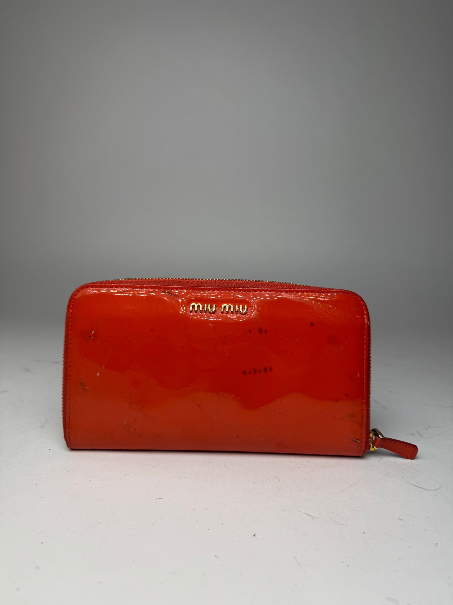 Vintage Miu Miu Patent Leather Wallet Orange