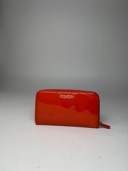 Vintage Miu Miu Patent Leather Wallet Orange