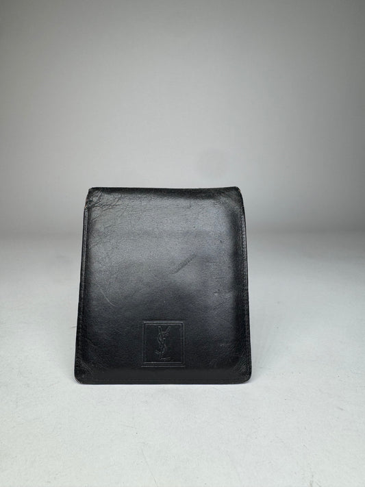 Vintage Yves Saint Laurent Flapable Leather Wallet Black Brown