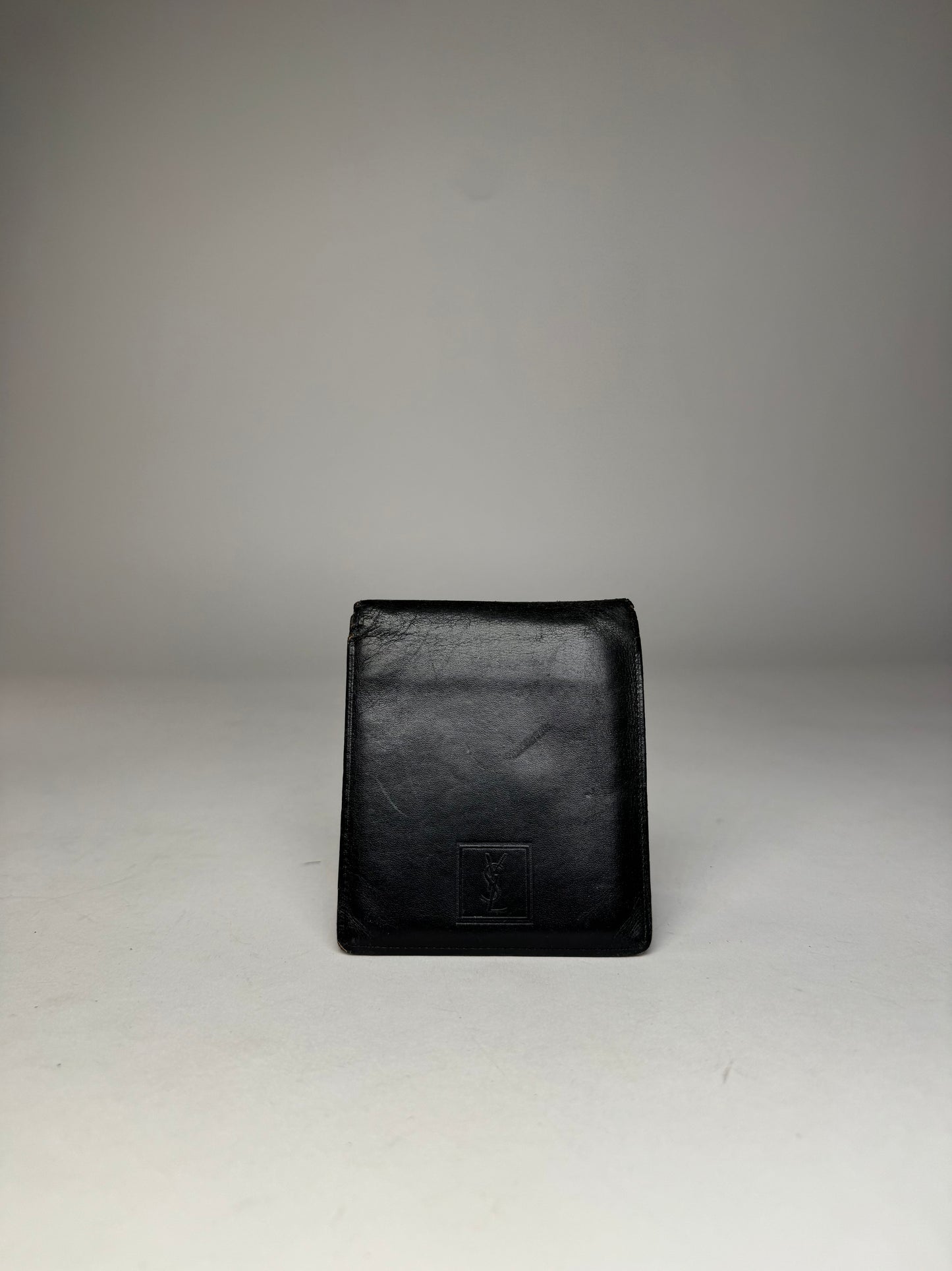 Vintage Yves Saint Laurent Flapable Leather Wallet Black Brown