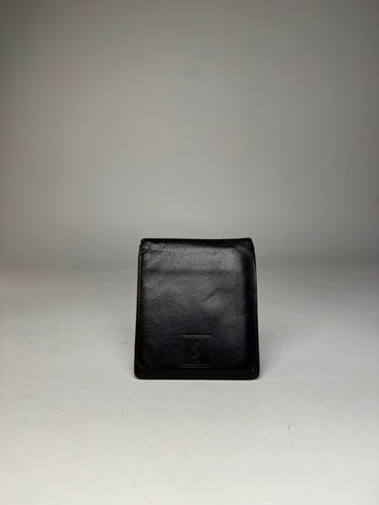 Vintage Yves Saint Laurent Flapable Leather Wallet Black Brown