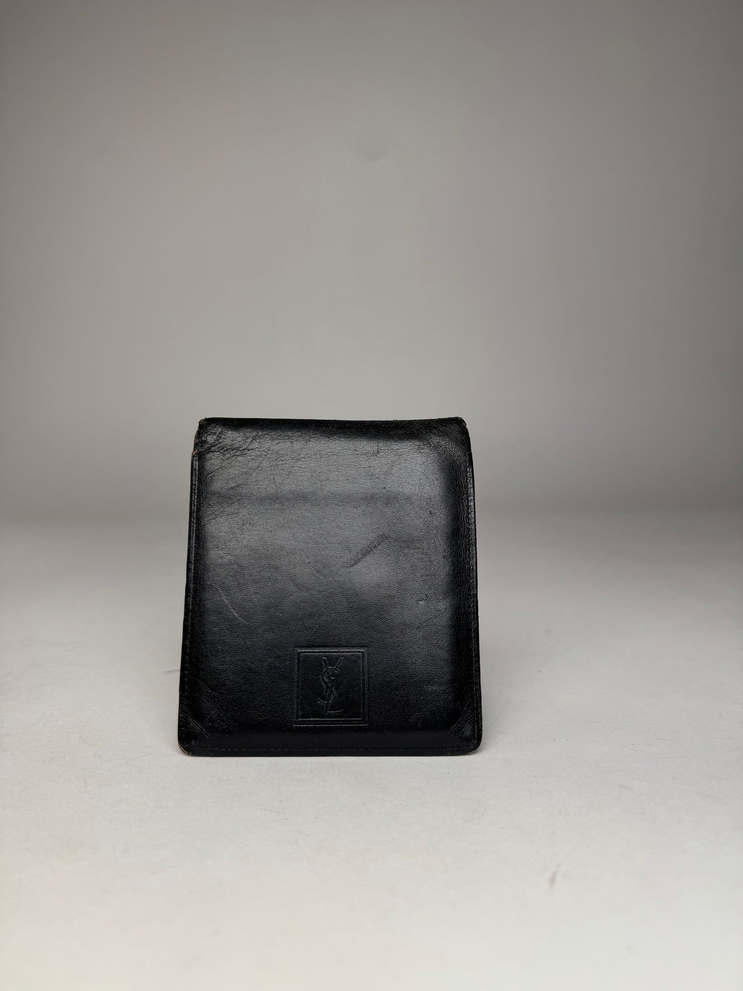 Vintage Yves Saint Laurent Flapable Leather Wallet Black Brown