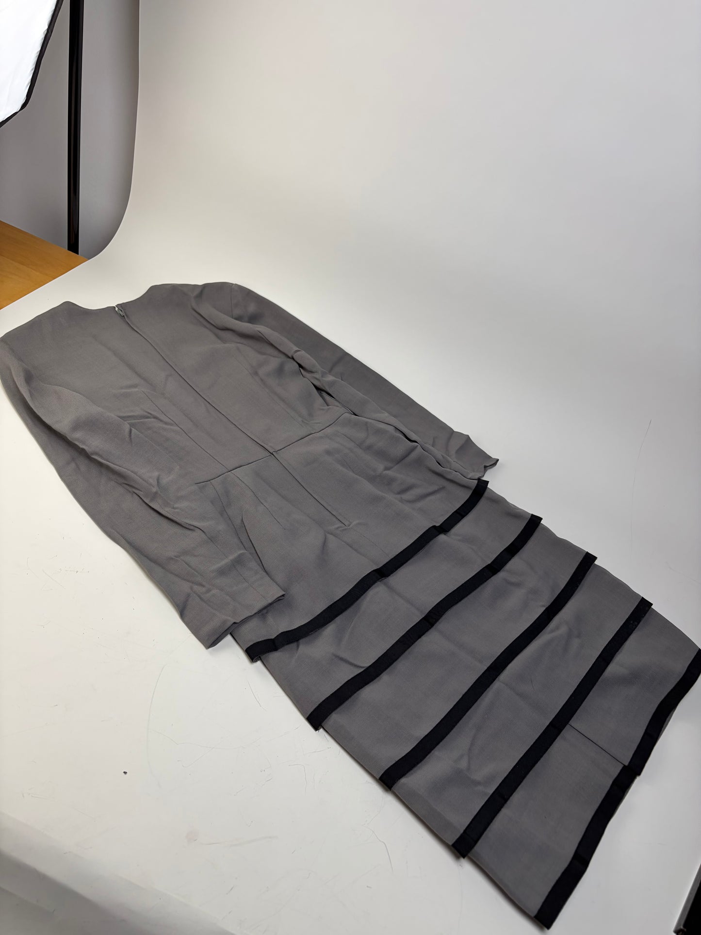 Vintage Balenciaga Wool Dress Gray Black L