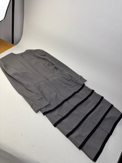 Vintage Balenciaga Wool Dress Gray Black L