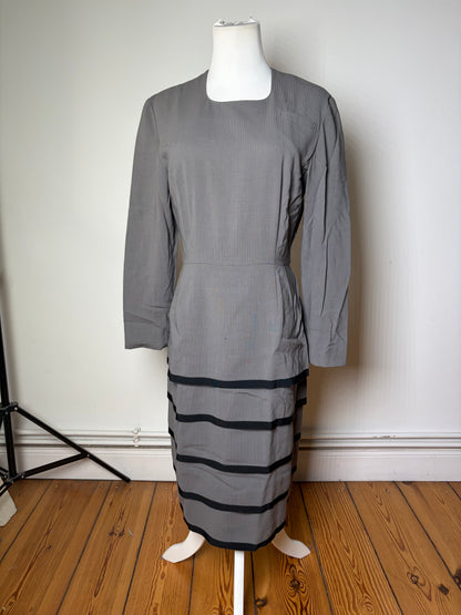 Vintage Balenciaga Wool Dress Gray Black L