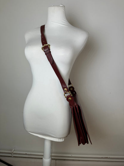Vintage Cartier Smooth Shoulder Bag Burgundy Mini