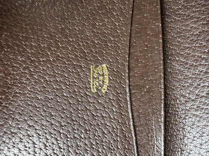 Vintage Gucci Textured Leather Bifold Wallet Brown Silver