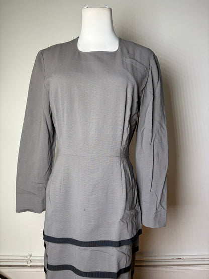 Vintage Balenciaga Wool Dress Gray Black L