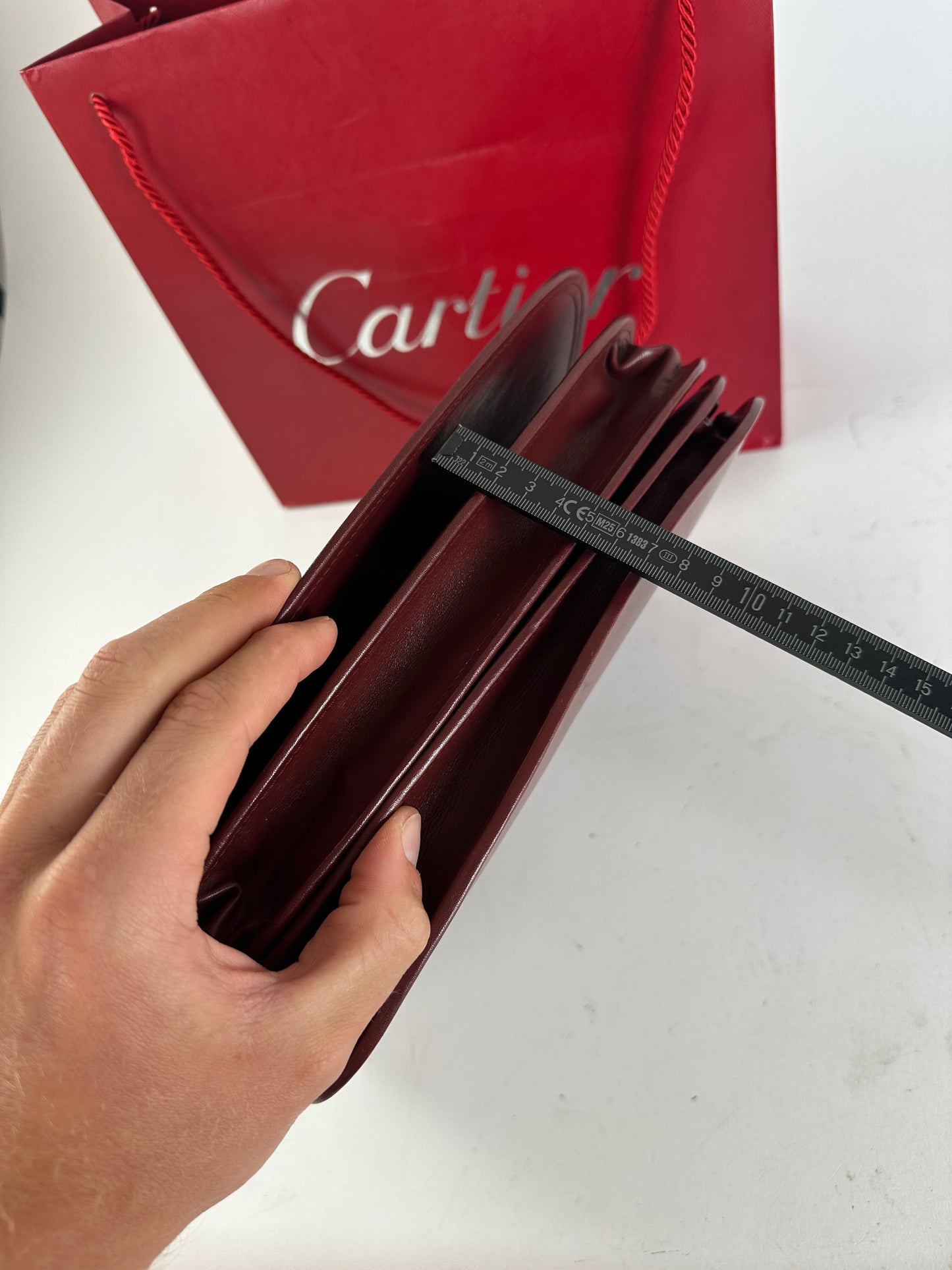 Vintage Cartier Smooth Shoulder Bag Burgundy Mini