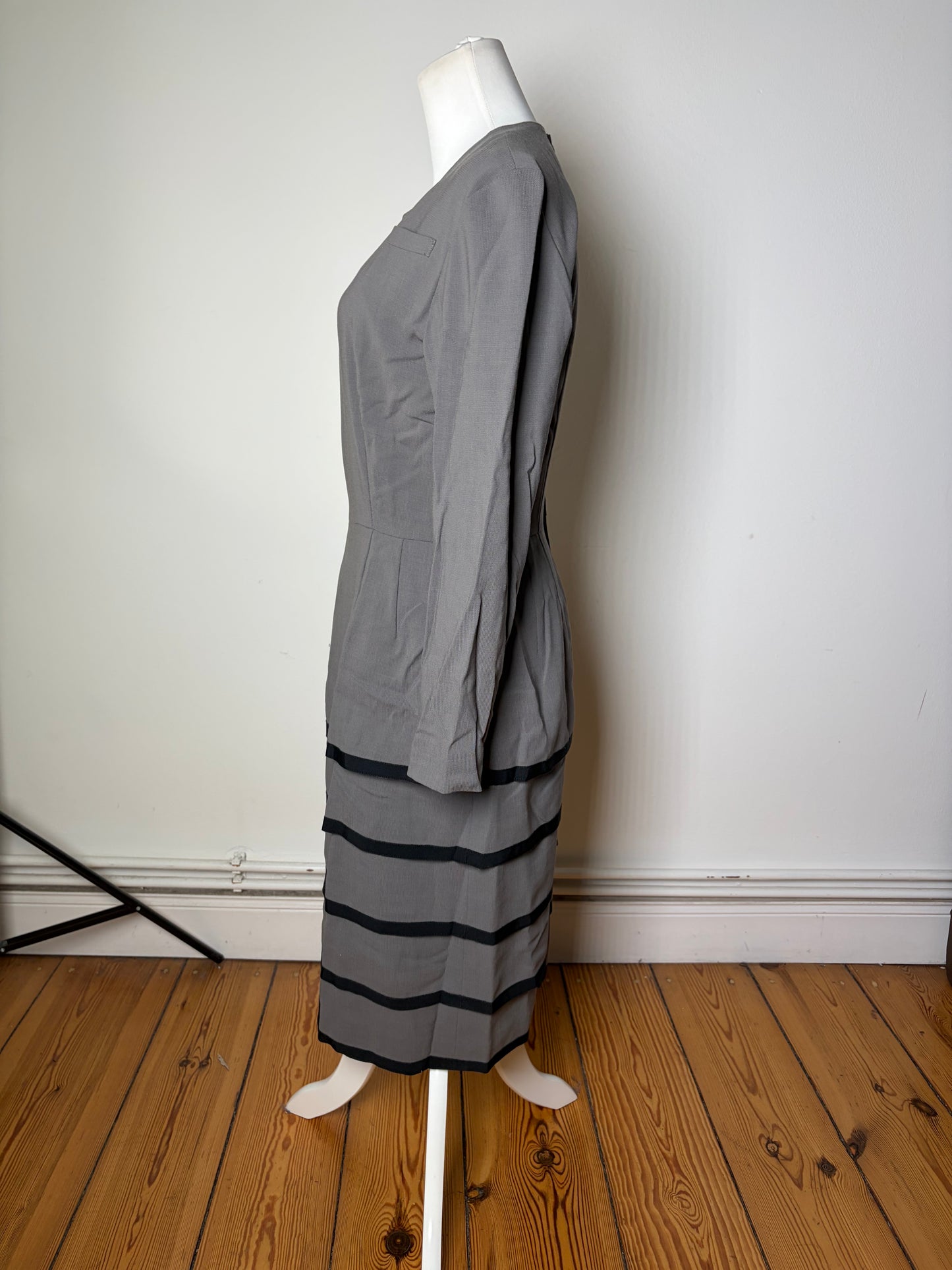Vintage Balenciaga Wool Dress Gray Black L
