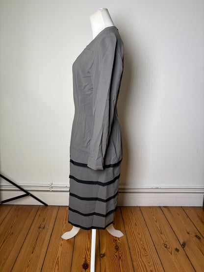 Vintage Balenciaga Wool Dress Gray Black L