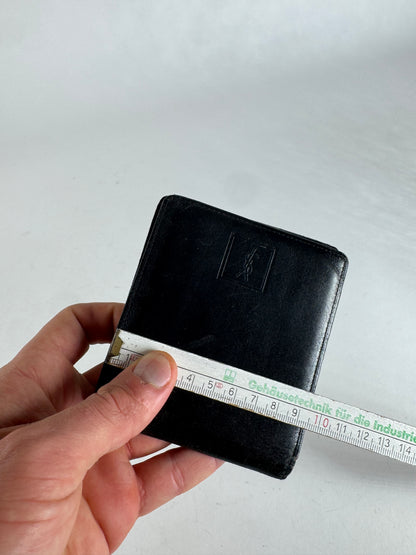 Vintage Yves Saint Laurent Flapable Leather Wallet Black Brown