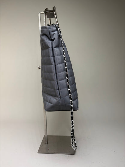 Vintage Courreges Quilted Nylon Tote Grey Silver