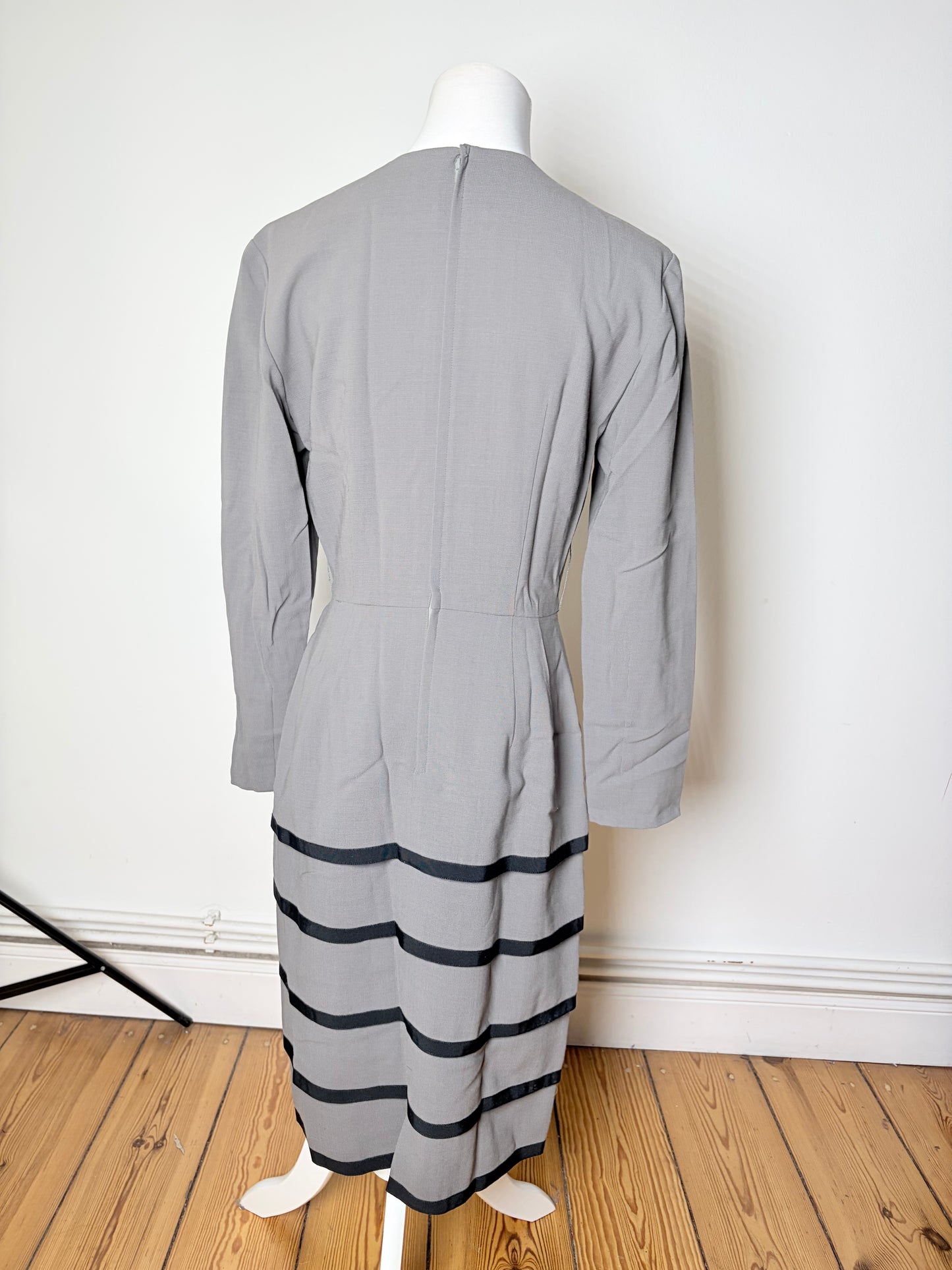 Vintage Balenciaga Wool Dress Gray Black L