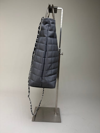 Vintage Courreges Quilted Nylon Tote Grey Silver