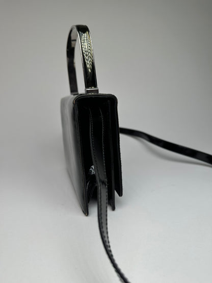 Vintage Salvatore Ferragamo Patent Crossbody Bag Black