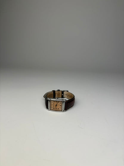 Vintage Emporio Armani Leather Strap Wristwatch Brown Beige