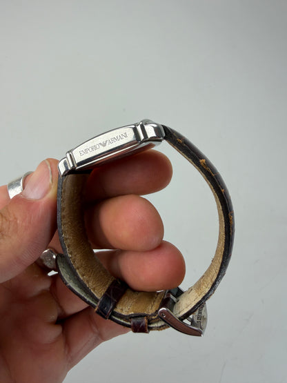 Vintage Emporio Armani Leather Strap Wristwatch Brown Beige