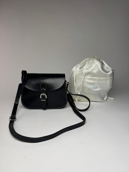 Vintage Courreges Crossbody Leather Bag Black