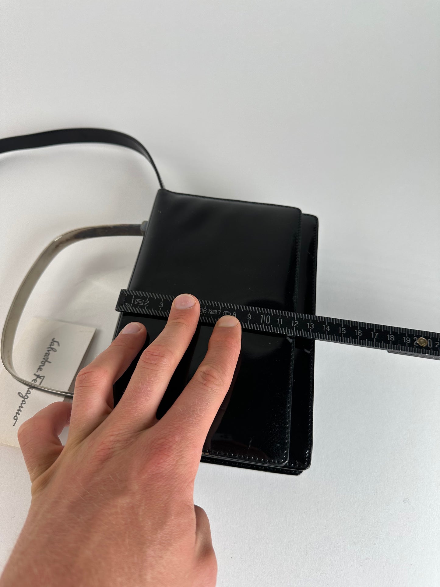 Vintage Salvatore Ferragamo Patent Crossbody Bag Black