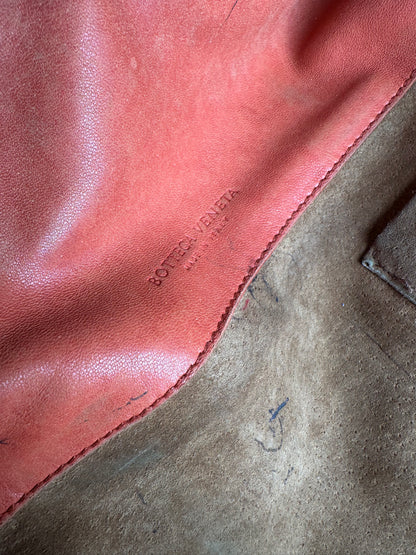 Vintage Bottega Veneta Intrecciato Leather Tote Bag Orange
