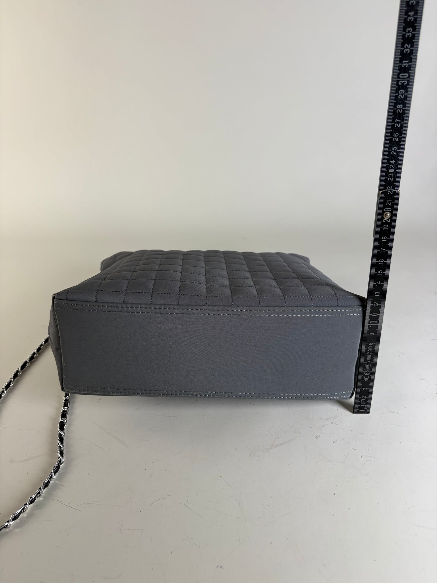 Vintage Courreges Quilted Nylon Tote Grey Silver