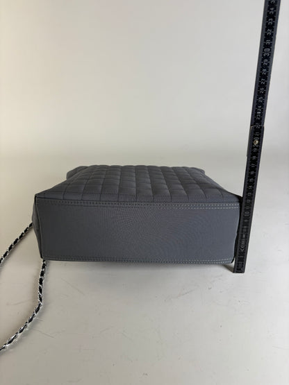 Vintage Courreges Quilted Nylon Tote Grey Silver